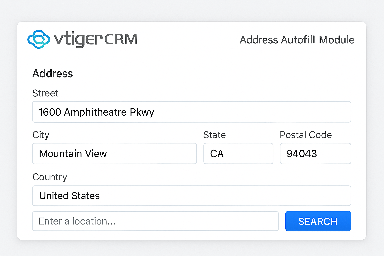 vTigerCRM Address Autofill Module